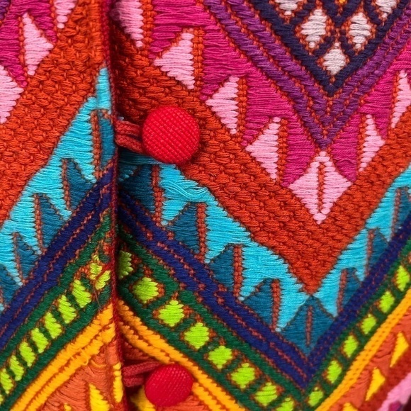 Embroidered Crewel Needlework Colorful Short Lined Jacket Vintage - Picture 5 of 16